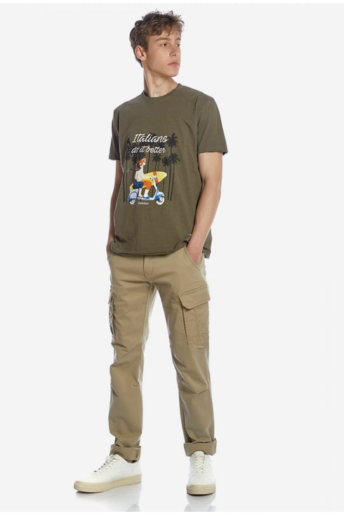Ανδρικό t-shirt Κοντό Μανίκι Χακί Italians CAMARO